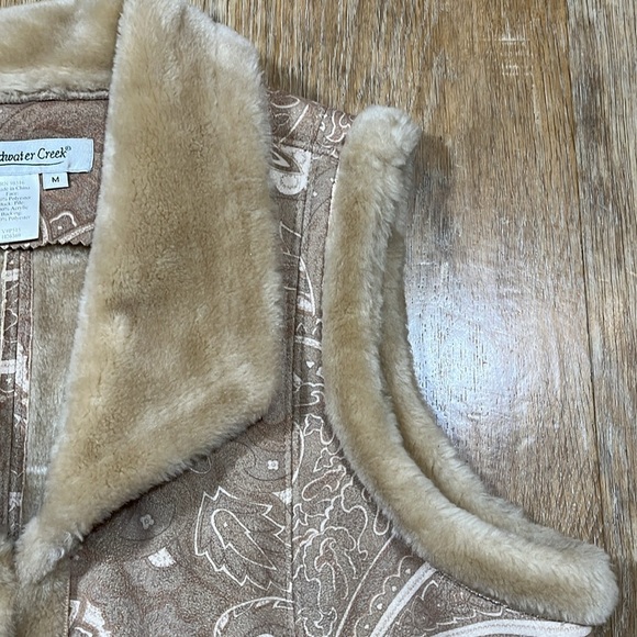 Coldwater Creek EUC Faux Fur & Suede Sleeveless Vest Tan Cream Women's Medium M - Picture 3 of 12